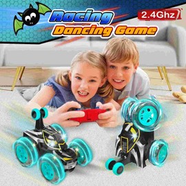 Kids Toys Bat RC Car for Boys 4-7 - Cool Bat Monster Remote Control Crawler Toy 360° Flip Fast Stunt & 4WD Light Up Wheel - Fun Boy Gift Idea for Birthday Chirstmas Stuff Age 3 4 5 6 7 8
