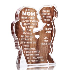 Mothers Day Gifts from Daughter – Heartfelt Acrylic Plaque for Mom, Unique Mother Daughter Desk Decor Sign – Birthday, Christmas or New Mom Present