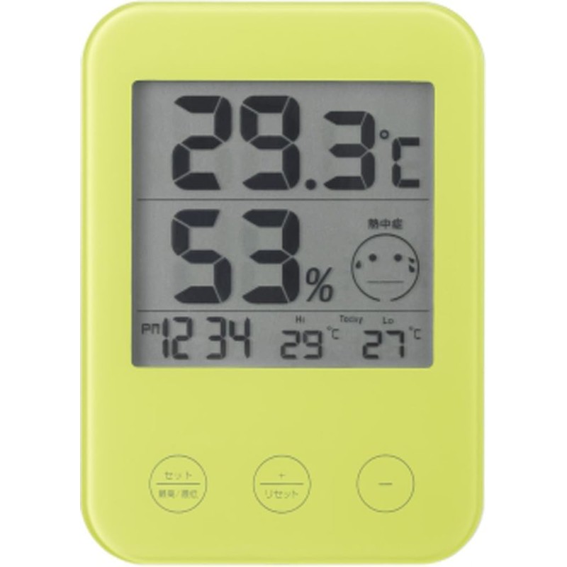 Yazawa Corporation DO05GR Digital Thermometer/Hygrometer, Green with Heatstroke and Flu