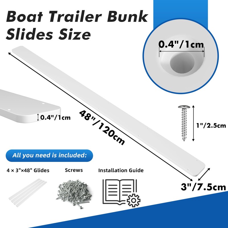 Nalwort 3" x 48" Boat Trailer Bunk Slides, Heavy Duty