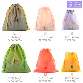 6 Pieces Waterproof Drawstring Bags, Reusable Shoe Bags Clothes Bags Draw String Travel Storage Bag for Clothes Shoe Swim Sport Travel