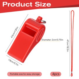 Xyembu 4 Packs Whistle with Lanyard, Whistle for Coaches, Plastic Sports Whistles with Lanyard, Loud Crisp Sound Sports Whistles for Teacher, Referees, Coaches, Training Pets, Black & Red