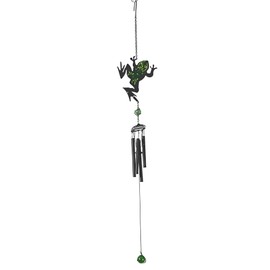 ICE ARMOR 27" Long Frog with Black Gem Wind Chime Statue Sculpture Ornament Decoration Home/Room Decor Ideas for Housewarming, Holidays and Birthdays Great Collectible Addition
