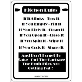 Inundatio Kitchen Rules Funny Sarcastic Laminated Sign