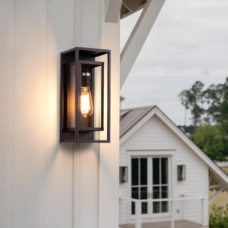 mirrea 14" Classic Outdoor Wall Sconce 1 Light in Rectangular
