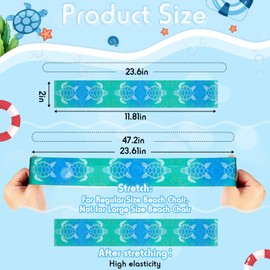Boao 2 Pack Towel Bands for Beach Chairs Cruise Towel Clips for Lounge Beach Pool Chairs Towel Strap Holder Elastic Windproof for Summer Pool Hawaiian Christmas Beach Accessories (Sea Turtle Style)
