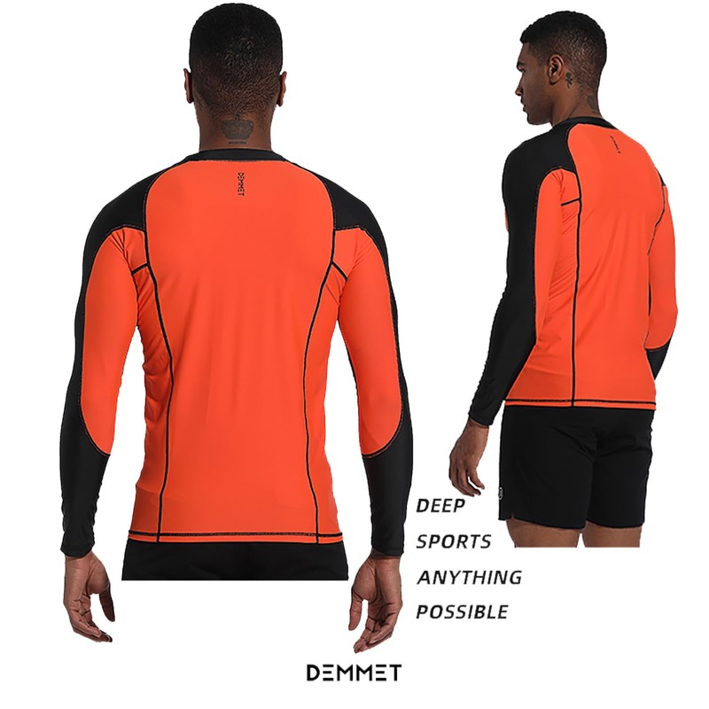 DEMMET Men's surfsuits, Summer Long-Sleeved Swimsuits, Sunscreen UPF 50+ Quick-Drying