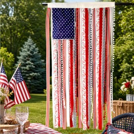 4th of July Decorations 4 x 2.3 FT Vintage Rag American Flag Banner Hanging Fourth of July Banner Patriotic Independence Day Accessories for 250th Anniversary Celebration Indoor Outdoor Decoration