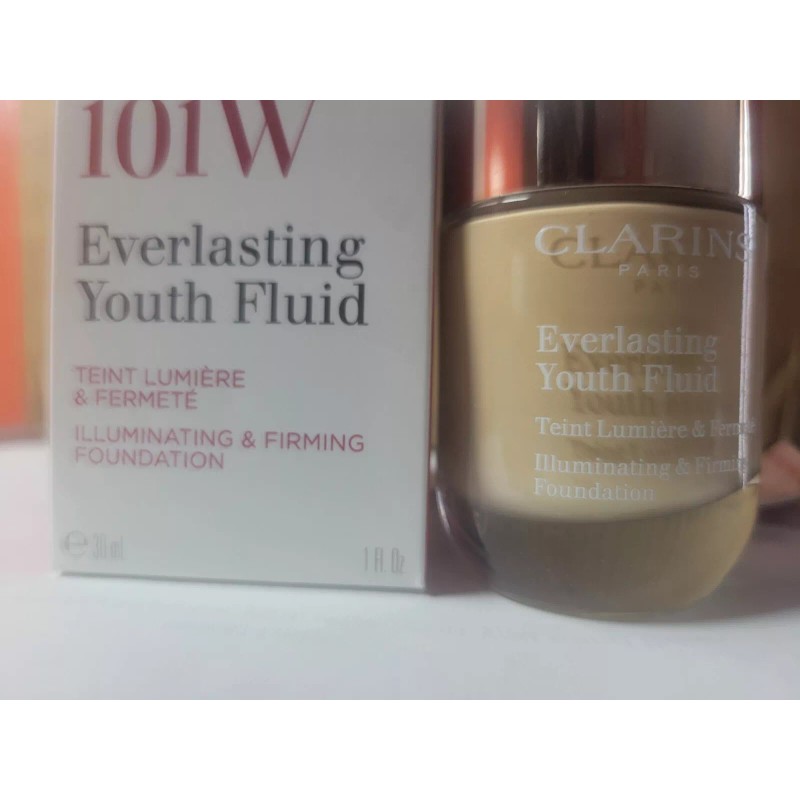 Clarins Everlasting Youth Fluid Foundation 101W 1oz / 30ml NIB