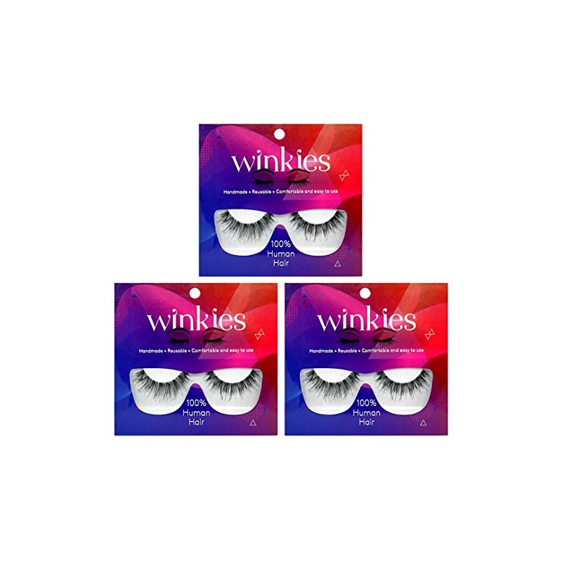 Winkies Natural False Eyelashes Human Hair 3 pack (Lotus)