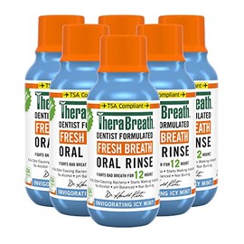 TheraBreath Fresh Breath Dentist Formulated Oral Rinse, Icy Mint, 3 Ounce (Pack of 6)