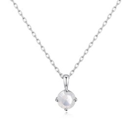 Philip Jones Sterling Silver October (Opal) Birthstone Necklace Created with Zircondia® Crystals