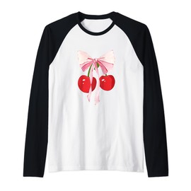 Coquette Bows with cherries Cute Coquette girl clothes Raglan Baseball Tee