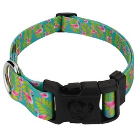 Country Brook Petz - Deluxe Flamingos Dog Collar - Made in The U.S.A. - Critter Corner Collection Featuring Creature Themed Designs (1 Inch, Medium)