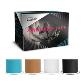 SOONGO Zinc Oxide Tape 2.5cm x 10m Beige 2 Rolls Sports Strapping Athletic Tape Inelastic Provide Maximum Support Fixed Joint Good Viscosity Hypoallergenic