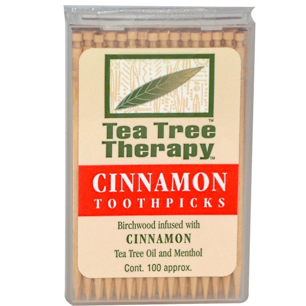 Tea Tree Therapy Toothpicks - Birchwood Infused with Cinnamon Tea Tree Oil and Menthol, 1200 Ct