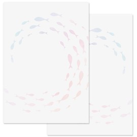Writing Paper 25 Sheets with Colourful Fish I DIN A4 I Double-Sided Motif I for Printing and Writing I for Communion Confirmation Christening I Invitations I dv1202