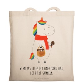 Mr. & Mrs. Panda Unicorn Mushroom Tote Bag, Gift, Beach Bag, Unicorn, Jute Bag, Mushrooms, Jute Bag, Saying, Shopping Bag, Unicorn Decoration, White, Hand Drawn