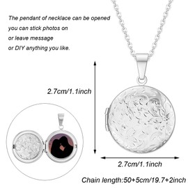 Weenkeey 2 Pieces Locket Necklace Open Photo Pictures Pendant Necklace Stainless Steel Pendant Amulet Memory Pendant Necklace for Women Girls, Stainless Steel
