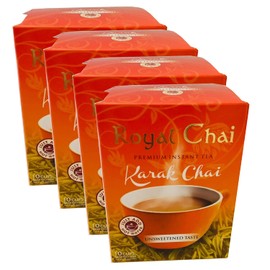 Royal Chai Karak Chai Unsweetened 180g (Pack of 4) – Premium Instant Tea – Karak Tea – Natural – Instant Karak Indian Tea