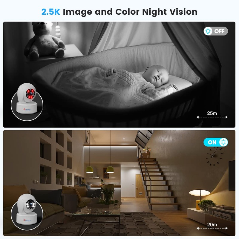 ctronics 2.5K 4MP Indoor Surveillance Camera, 2.4/5 GHz WiFi Camera
