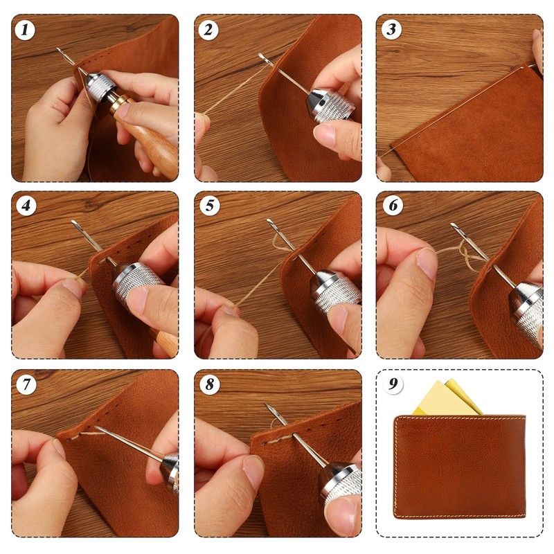WILLBOND 12 Pcs Leather Sewing Awl Kit Including Handheld Sewing