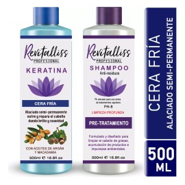 Revitalliss Tratamiento Alaciante Brasileño Cera Fría Kit 500ml