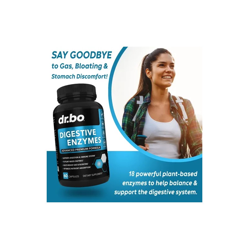 Dr. Bo Enzimas Digestivas Plantas 60 Cápsulas