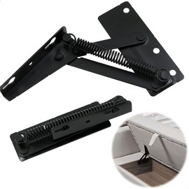 Lift Fitting Flap Fitting Spring Flap Holder Lifting Hinge - Flap Support Hinges Cabinet Flap Top Door Hinges for Folding Sofa, Folding Bed, Lid Support, Black, Pack of 2