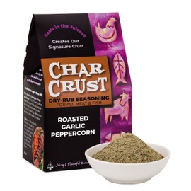 Char Crust Dry-Rub Seasonings Roasted Garlic Peppercorn | All-in-one seasonings | Perfect for Steak, Burgers, Chicken, Salmon | Signature Crust that Seals in the Juices, 4 Ounce (Pack of 6)