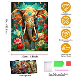 FLAJZ Diamond Painting, 4-Piece Diamond Painting for Adults, Diamond Painting Set for Adults and Children, Mosaic Making for Living Room, Bedroom, Office, Wall, Home Decoration