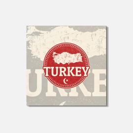 Unbranded Turkey Map Grunge 4'' X 4'' Square Wooden Coaster