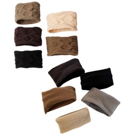 WUNZILO Pack of 10 Hair Bands for Women Girls Large Elastic Strong Hair Bobbles Seamless Cotton Holder Ties Stretching Ponytail Hair Pompoms for Thick Heavy Curly Hair, Brown Colour