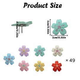 ZHLZTYYL Cute Flower Pattern Nail, Soft Wooden Board Nail, Bulletin Board Decoration Nail, Suitable for Photo Wall, map, Home Office Decoration (49 Pcs)