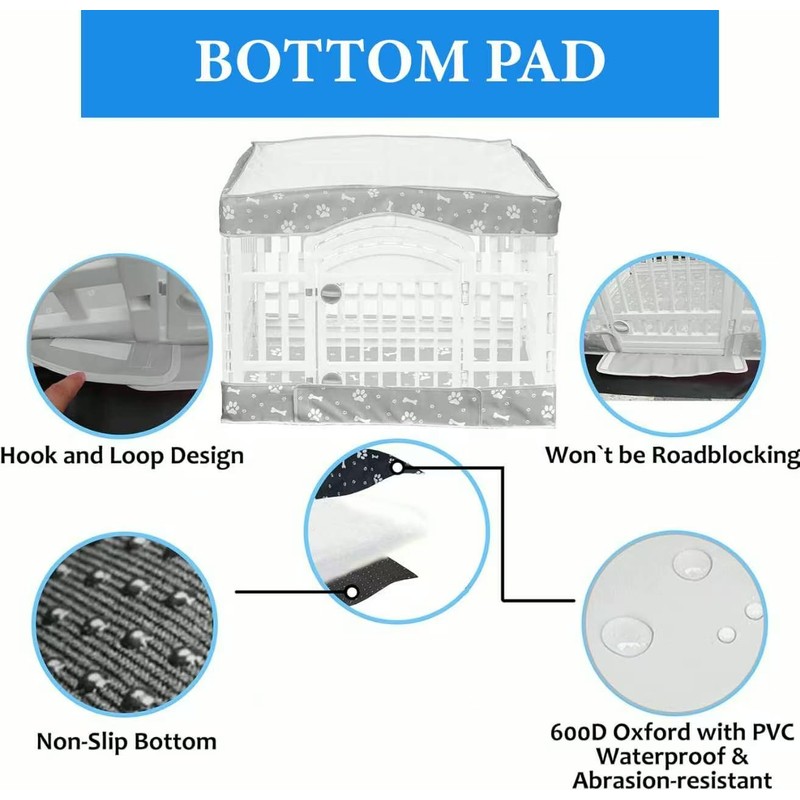 Dog Playpen Bottom Pad and Mesh Top Cover fit 36"