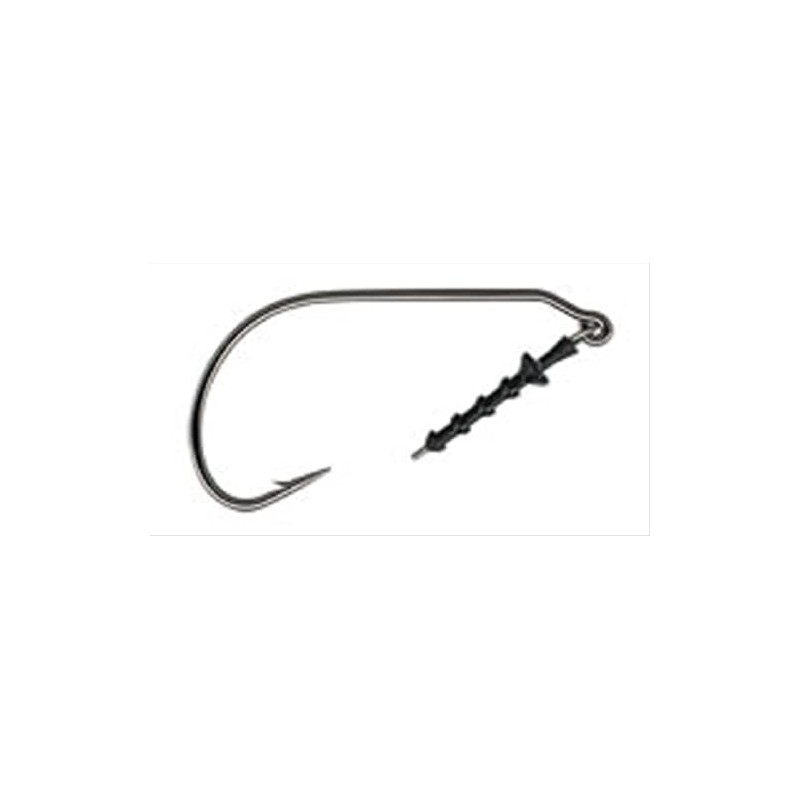 Mustad Impact Keeper Hook, 28º Wide Gap, Straight 4/0, Black
