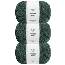 Pretty Jolly Soft Merino Wool Yarn 3 Balls Soft and Warm Finger Weight Wool Yarn for Crochet and Knitting Total 150g/555m (Green)