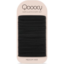 Qooocy No Damage Elastic Hair Ties, 4mm Thick Rubber Bands for Women & Kids, Perfect for Ponytails, Braids & All Hair Types, 30 PCS, Black