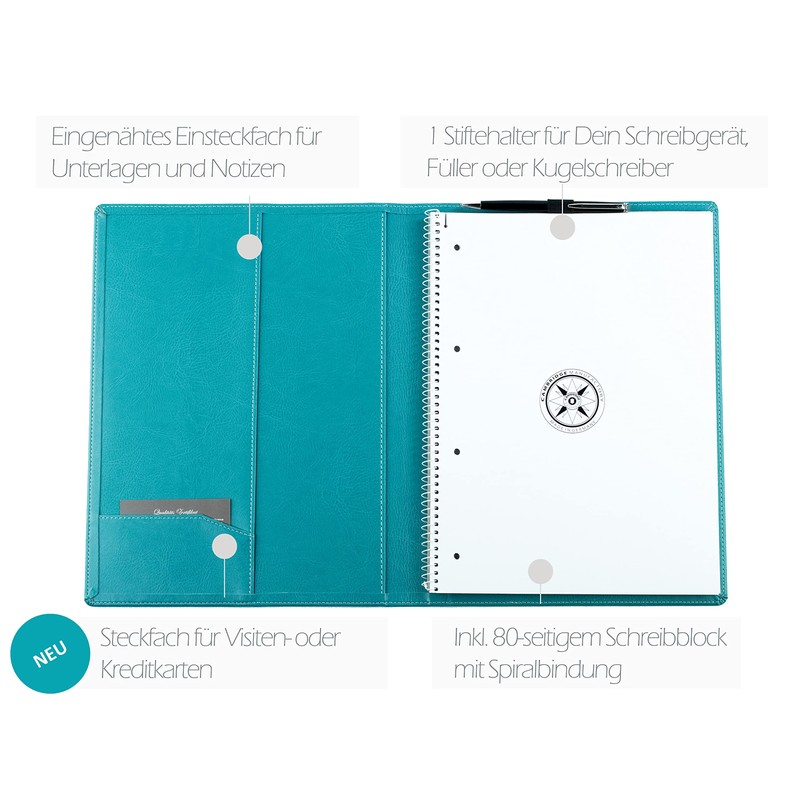 DELMON VARONE Writing Case with Notepad DIN A4 (80 Sheets)