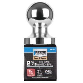 Reese Towpower Trailer Hitch Ball with Chrome Finish for Automotive Equipment, Trailer, Camper Vans, Vehicle, and Towing Needs