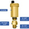 VARIOSAN Automatic quick bleeder 12111, 1/2 inch, bare brass, narrow
