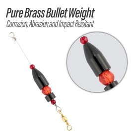 Dr.Fish 6 Pack Carolina Ready Rig, Carolina Fishing Sinkers Brass Fishing Rigs Freshwater Bullet Worm Weights 1oz Black