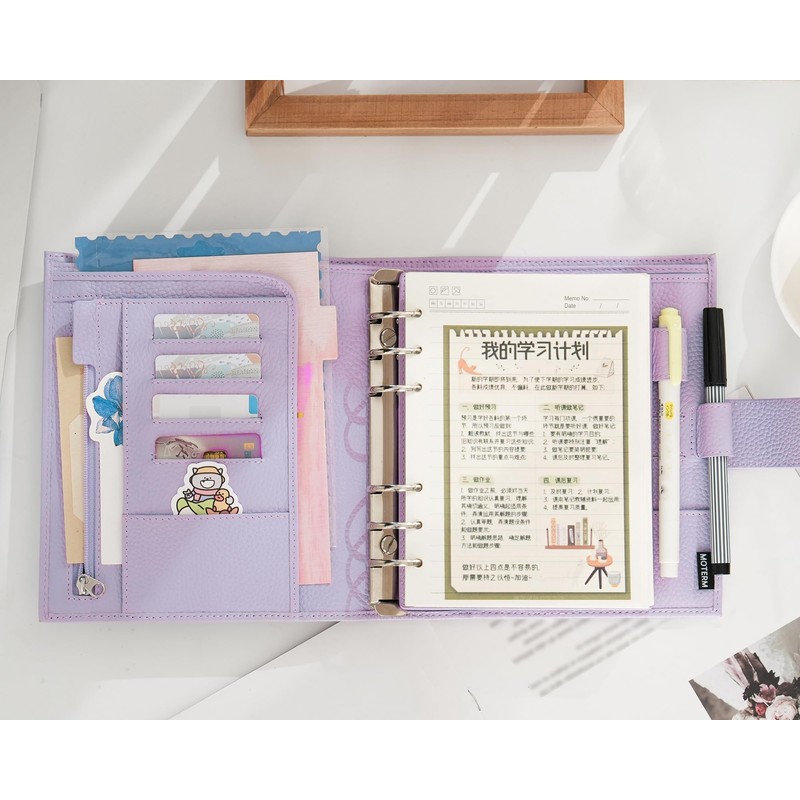 Moterm Personal-Wide Luxe Rings Planner - Genuine Leather Binder Organizer