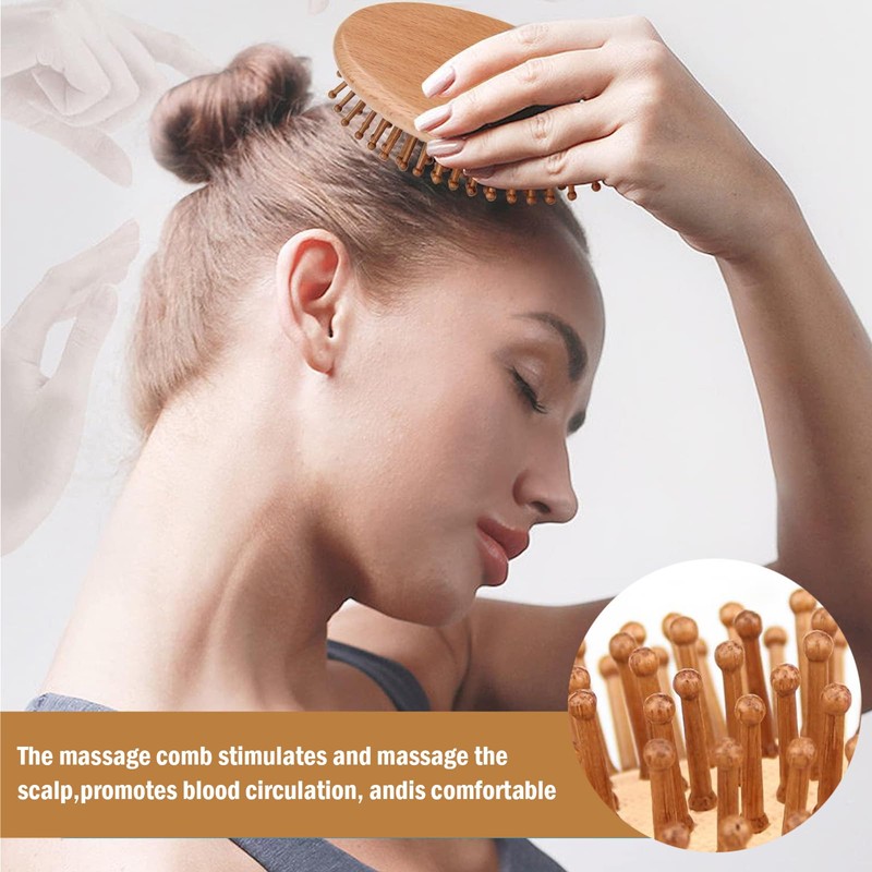 PMELCXD Premium Hair Brushes and Comb Set - Natural Bamboo