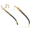 HEPIDEM 100% Really Buffalo Horn Handmade Glasses Square Rimless Luxury