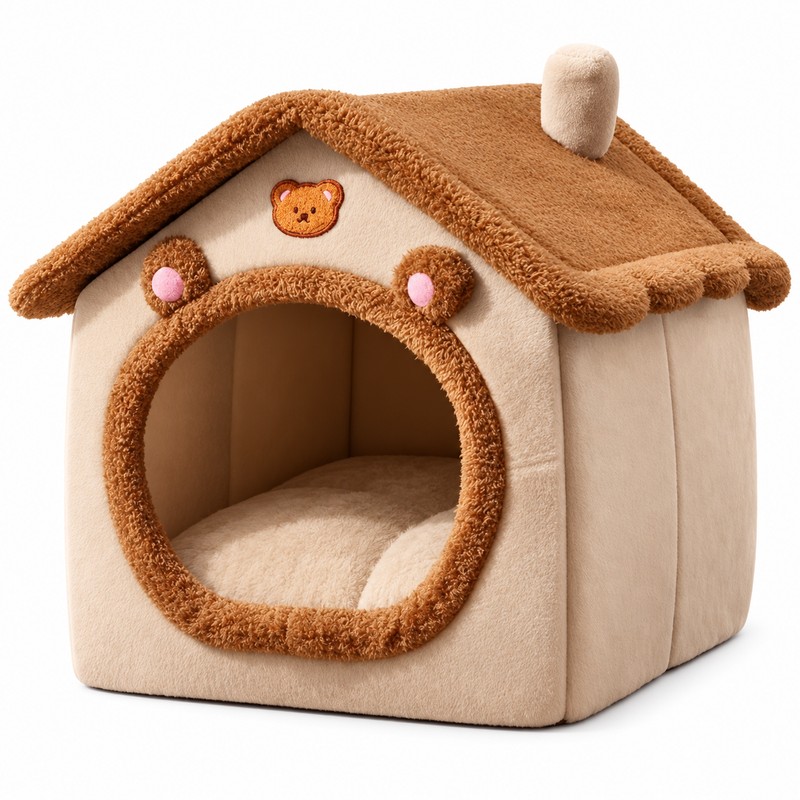 Foldable Pet House for Indoor Resting - Removable Washable Cat