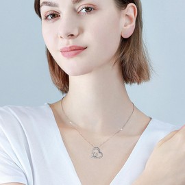 HUKKUN Giraffe Necklace Sterling Silver Giraffe Pendant Necklace Giraffe Jewellery for Women, Sterling Silver