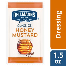 Hellmann's Classics Honey Mustard Salad Dressing Portion Control Sachets Gluten Free, No Artificial Flavors or High Fructose Corn Syrup, Colors from Natural Sources, 1.5 oz, Pack of 102