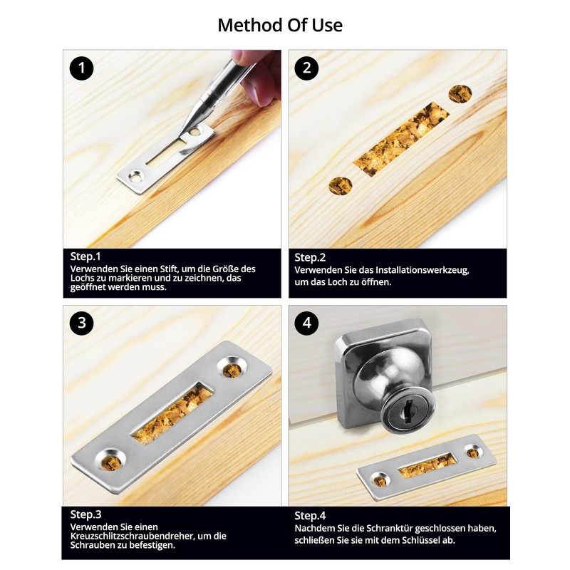 QWORK Pack of 2 Glass Cabinet Lock for Glass Doors,