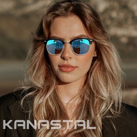 KANASTAL Half Frame Sunglasses Polarized with UV400 Protection Semi Rimless Sun Glasses Trendy Classic Design Fashion Browline Shades